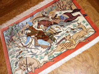 シルクのハンティングデザイン手織りペルシャ50006