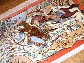 シルクのハンティングデザイン手織りペルシャ50006