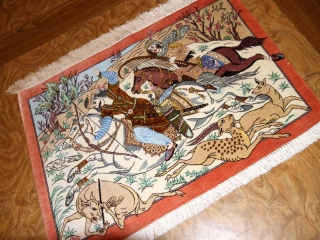 シルクのハンティングデザイン手織りペルシャ50006