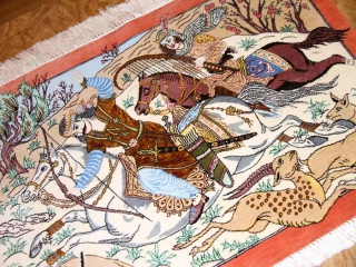 シルクのハンティングデザイン手織りペルシャ50006