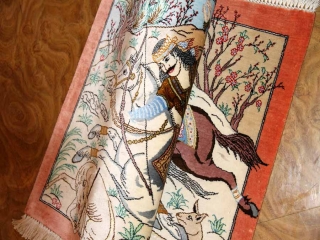 シルクのハンティングデザイン手織りペルシャ50006