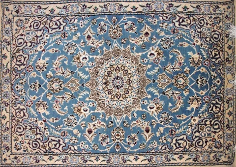 ナインブルー憧れの色彩、手織りペルシャ絨毯ラグ1810127