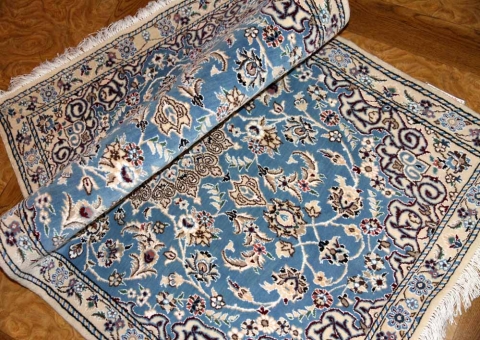 ナインブルー憧れの色彩、手織りペルシャ絨毯ラグ1810127