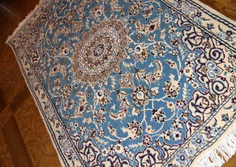 ナインブルー憧れの色彩、手織りペルシャ絨毯ラグ1810127