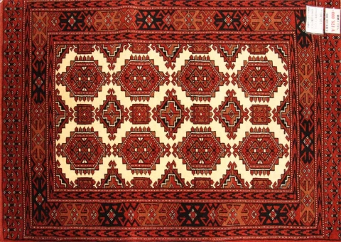 トルケマン産地の手織りペルシャ絨毯玄関マットサイズ26854