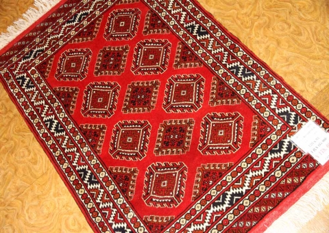 手織りペルシャ絨毯トルケマン産ウール玄関マット58506