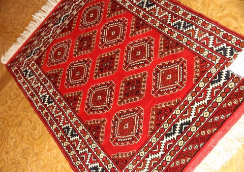 手織りペルシャ絨毯トルケマン産ウール玄関マット58506