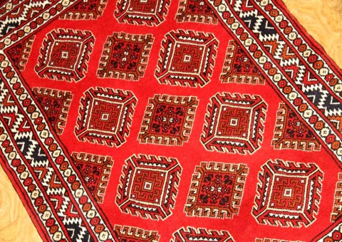 手織りペルシャ絨毯トルケマン産ウール玄関マット58506