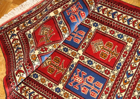 手織りペルシャ絨毯トルケマン産ウール玄関マット58557