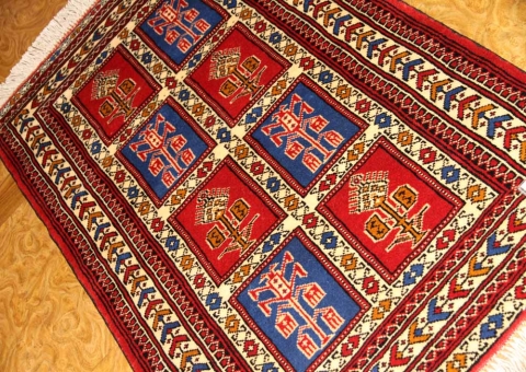 手織りペルシャ絨毯トルケマン産ウール玄関マット58557