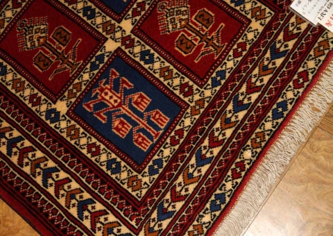 手織りペルシャ絨毯トルケマン産ウール玄関マット58557