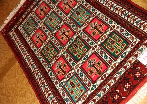 手織りペルシャ絨毯トルケマン産ウール玄関マット58584