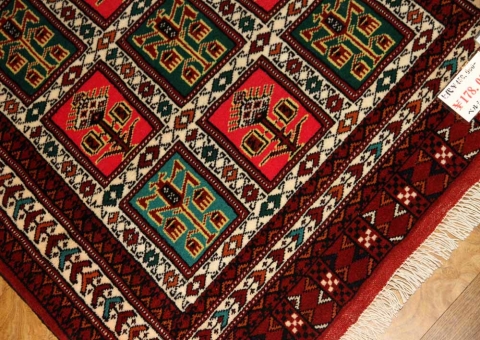 手織りペルシャ絨毯トルケマン産ウール玄関マット58584