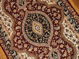 クムシルク玄関マット、ペルシャ絨毯49038