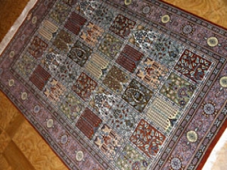 和風なセンターラグシルクペルシャ手織りじゅうたん47070