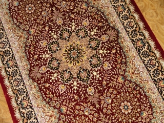 高級玄関マットの手作りペルシャ絨毯赤い色クム産地56060