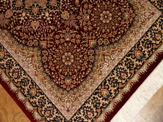 高級玄関マットの手作りペルシャ絨毯赤い色クム産地56060