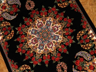 高級玄関マットのバラデザインシルクペルシャ56011