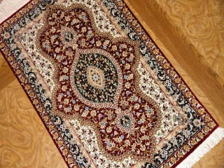 クムシルク玄関マット、ペルシャ絨毯49038