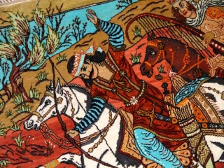 ペルシャ絨毯hunting designシルククム49006