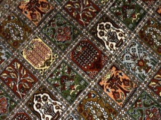 和風絨毯のペルシャ手織りシルクのクム産地シルク48071