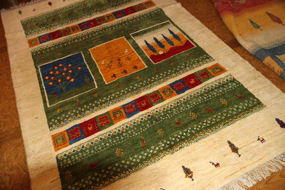 夏の感謝祭】ペルシャ ギャッベ リビング 192×152 黄金色 安らか 