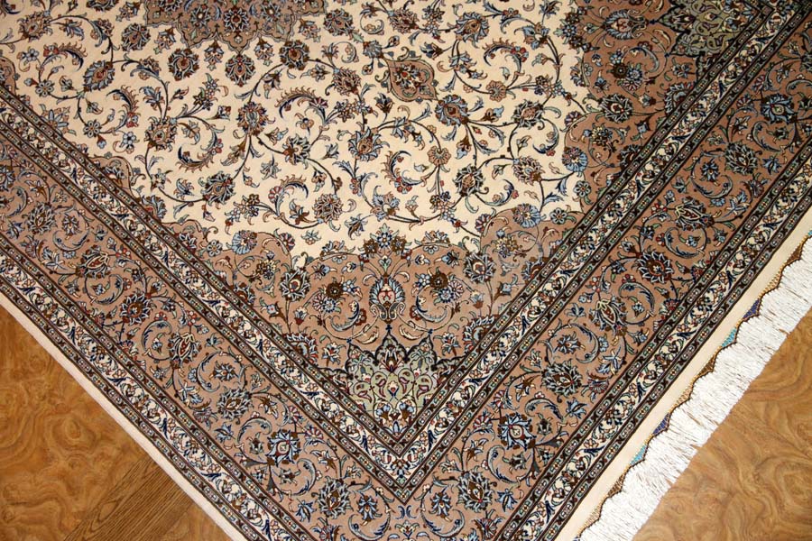 カシャーンシルク最高級ペルシャ絨毯ラグ99508、kashan silk persian 