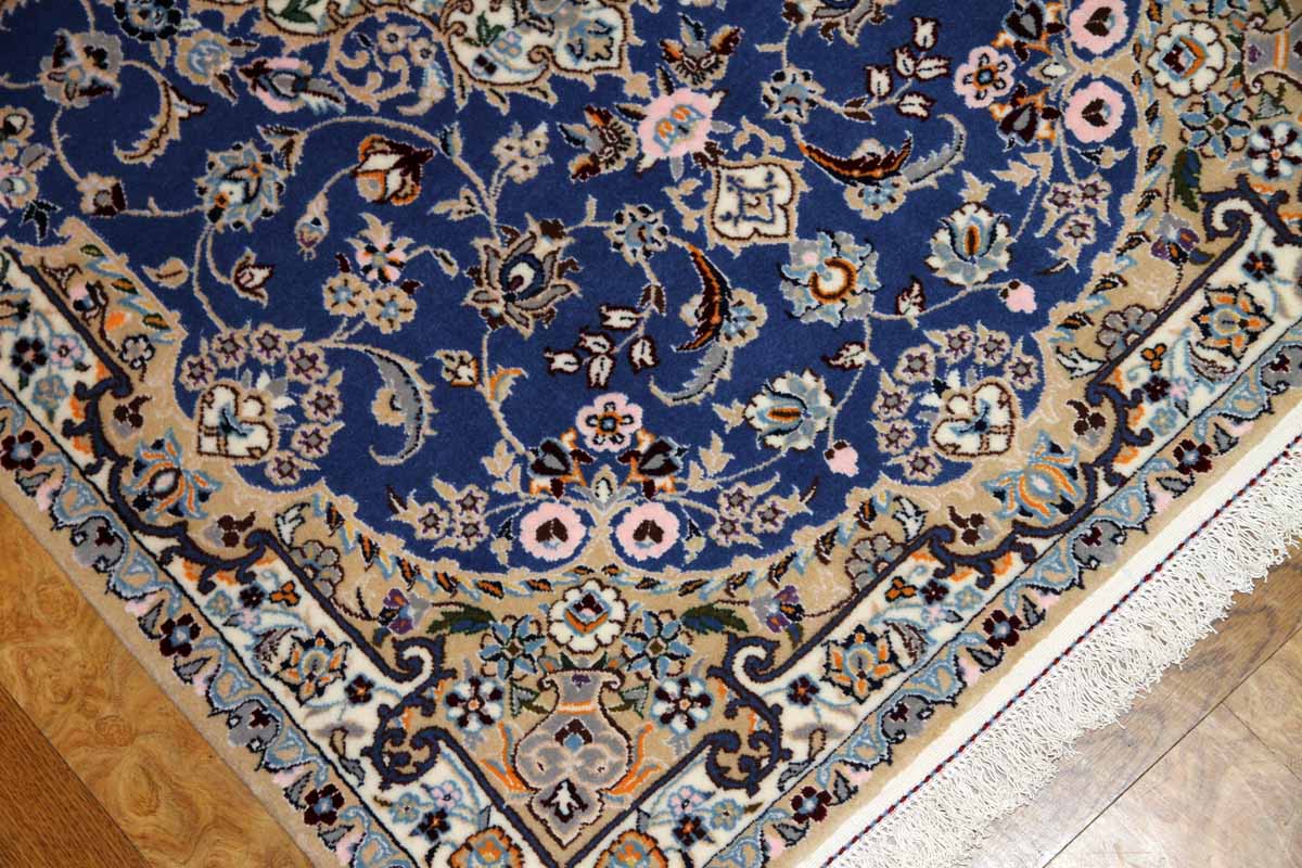 あこがれの色彩ナインブルー玄関マット手織りペルシャ絨毯