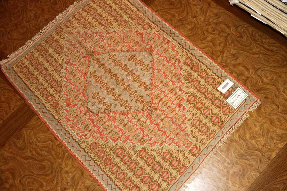 高級玄関マットキリム、セネ産地ウール46520、おすすめキリムイラン製