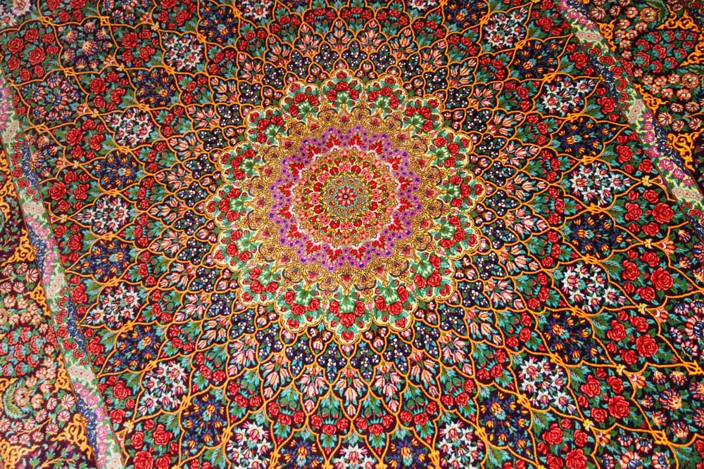 abbasi有名工房高級クムシルクペルシャ絨毯バラ模様60017、バラのじゅうたん