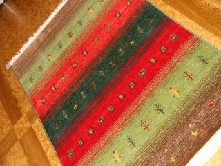 最高級イラン製ギャッベのアクセントラグメリノウール26353