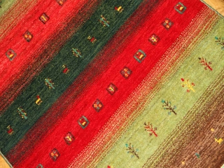 最高級イラン製ギャッベのアクセントラグメリノウール26353