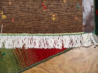 最高級イラン製ギャッベのアクセントラグメリノウール26353