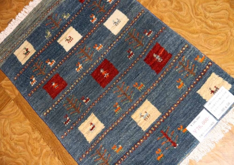 手織りペルシャギャッベイラン製ブルー色58155