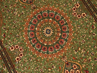 高級手作りペルシャ絨毯クムシルクグリーン57008