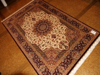 ハンドメイドシルクラグペルシャ絨毯クム99512