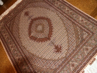 高級ペルシャ手織りタブリーズ産マヒデザイン57055