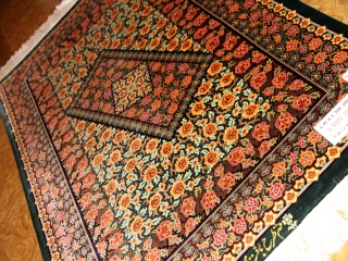 高級手織りペルシャ絨毯クムシルク48063