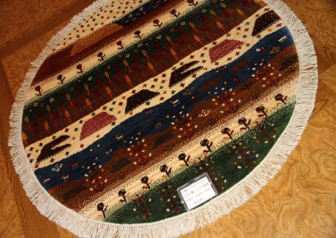 オリジナルペルシャギャッベ円形、丸のギャッベ42541