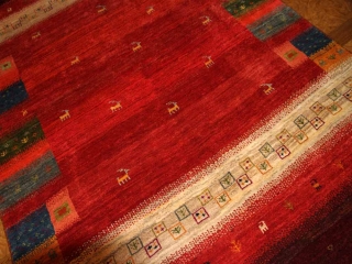 高品質イラン製赤いギャッベ手織りペルシャリビングギャッベ192197