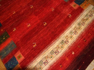 高品質イラン製赤いギャッベ手織りペルシャリビングギャッベ192197