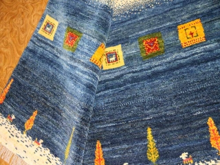 手織りペルシャギャッベオリジナルイラン製のストライプ192200