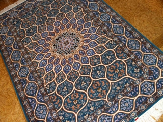 ペルシャ絨毯イスファハンゴンバディーデザインブルー3190001