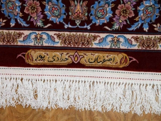 最高級手織りペルシャ絨毯イスファハン玄関マットブルー21113