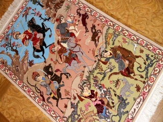 ペルシャ絨毯のハンティング模様イスファハン50134