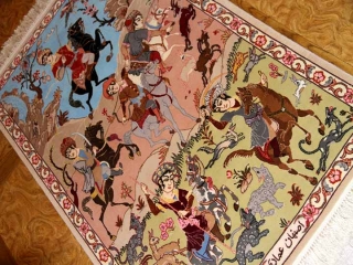 ペルシャ絨毯のハンティング模様イスファハン50134