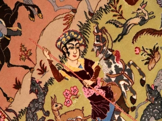 ペルシャ絨毯のハンティング模様イスファハン50134