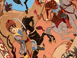 ペルシャ絨毯のハンティング模様イスファハン50134