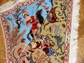 ペルシャ絨毯のハンティング模様イスファハン50134