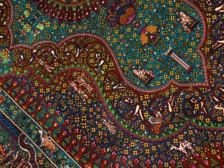 トップクラス手織りシルクペルシャ絨毯有名工房センターラグ60019